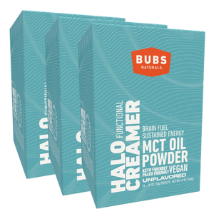 BUBS Naturals MCT Oil Powder, Vegan Halo Functional Creamer, 14ct travel pack, bundle of 3