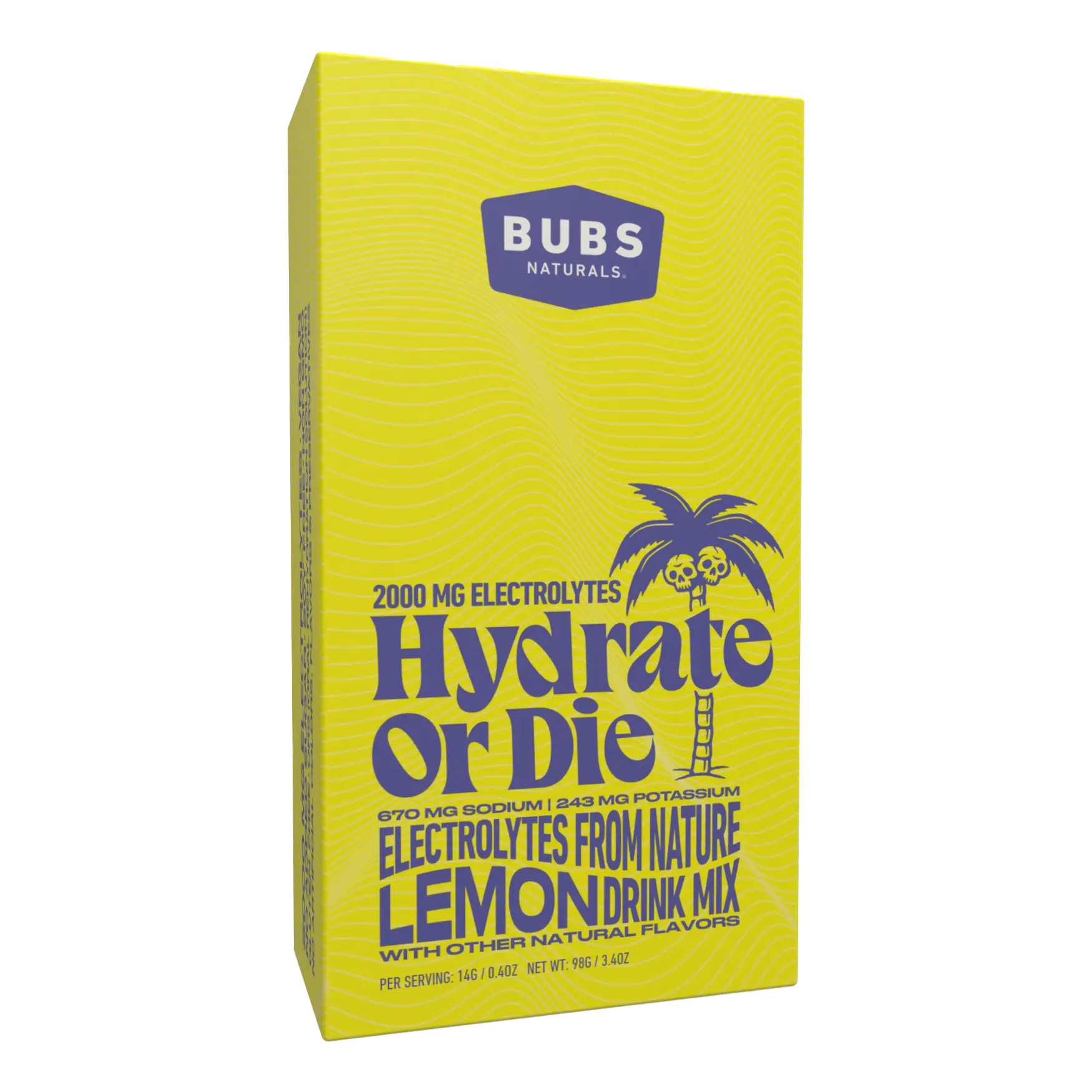 BUBS Naturals Hydrate or Die Electrolyte Cartons, Lemon Front