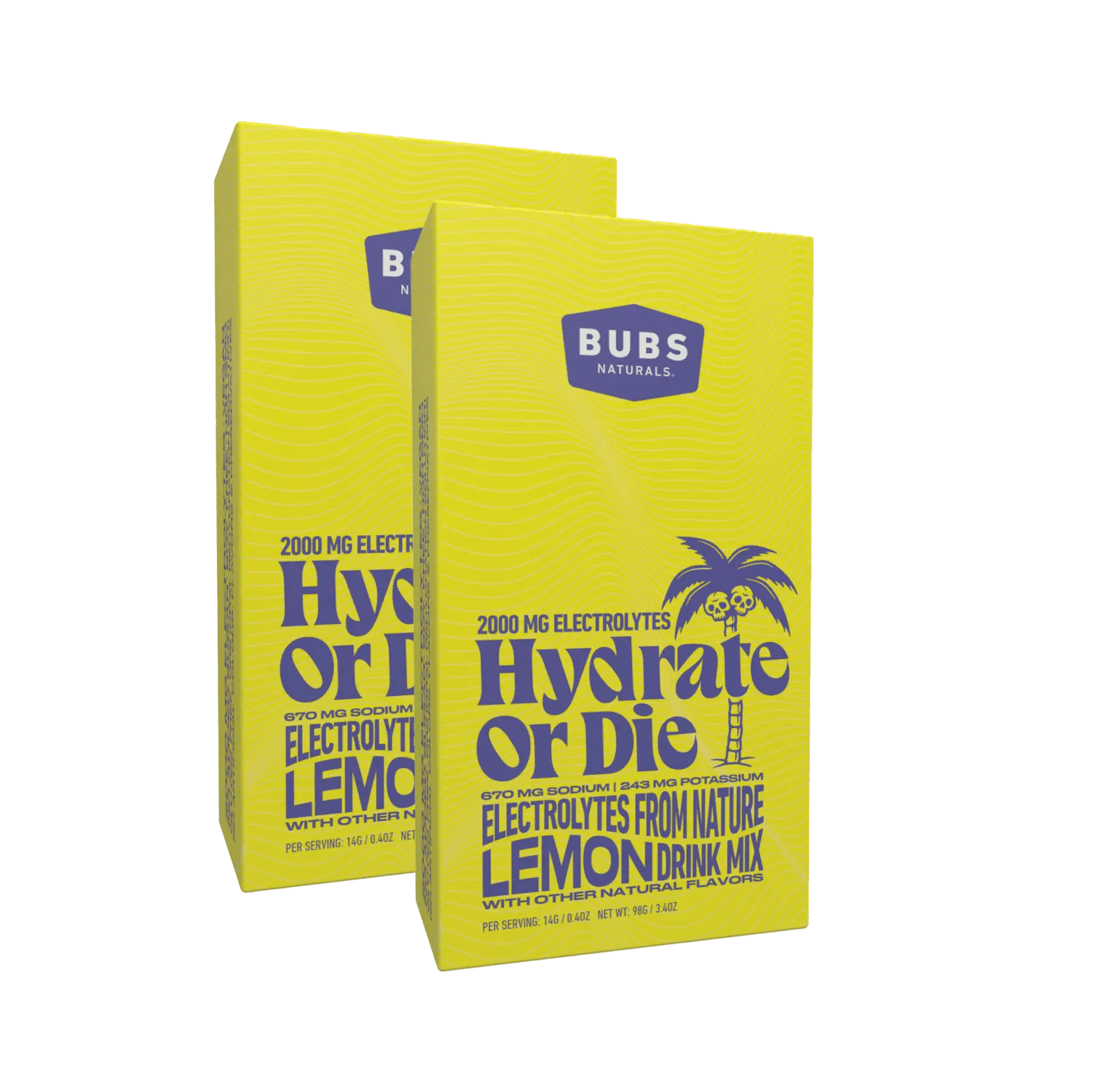 BUBS Naturals Hydrate or Die Electrolyte Cartons, Lemon, bundle of 2