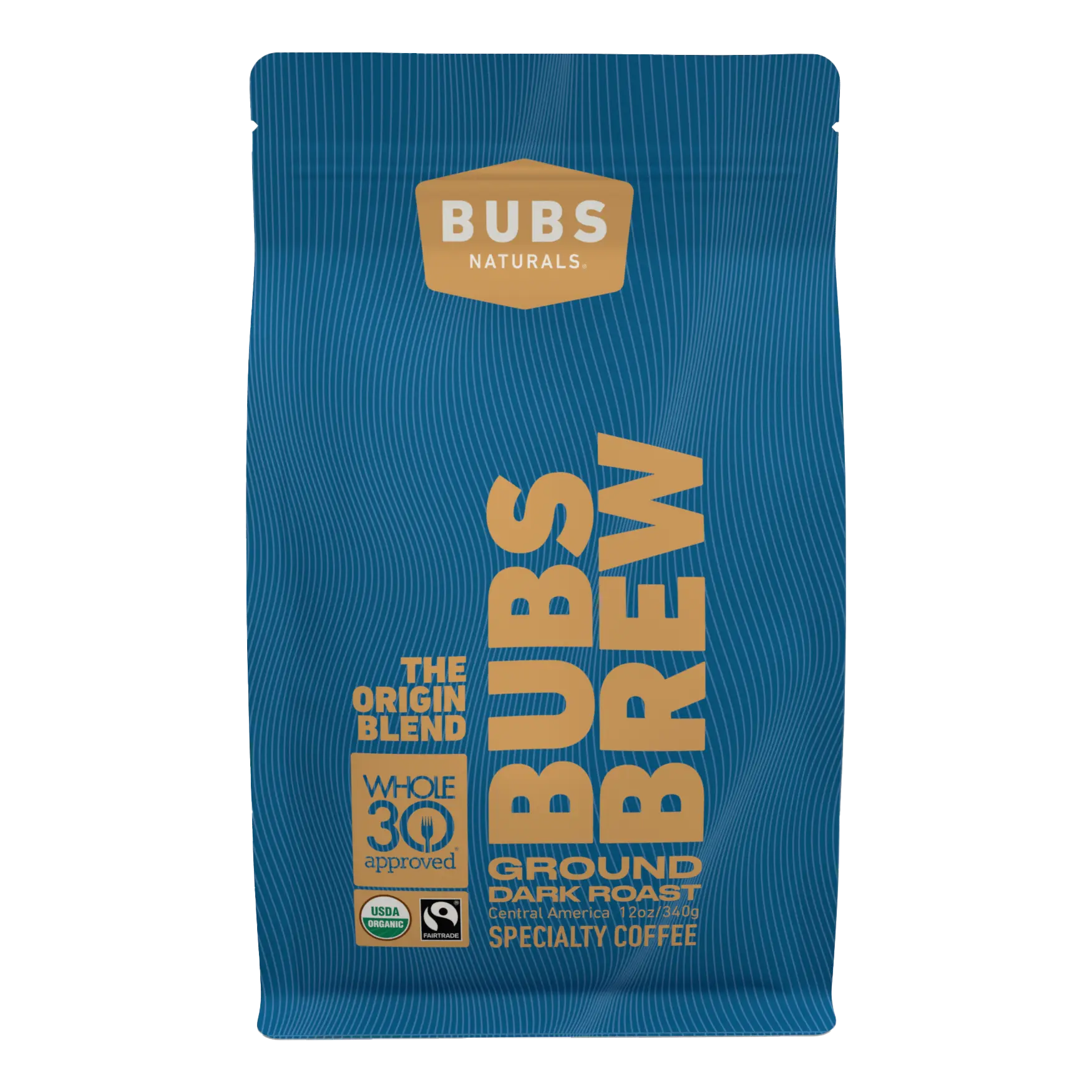BUBS Brew Origin Specialty Coffee, Ground Dark Roast, Front