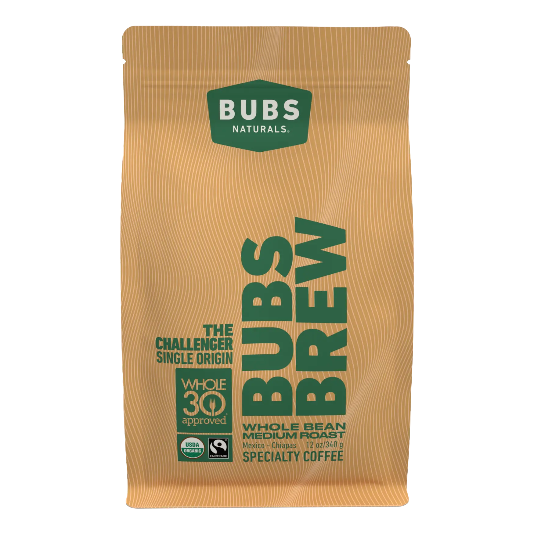 BUBS Brew Challenger Specialty Coffee, Medium Roast Whole Bean, Front