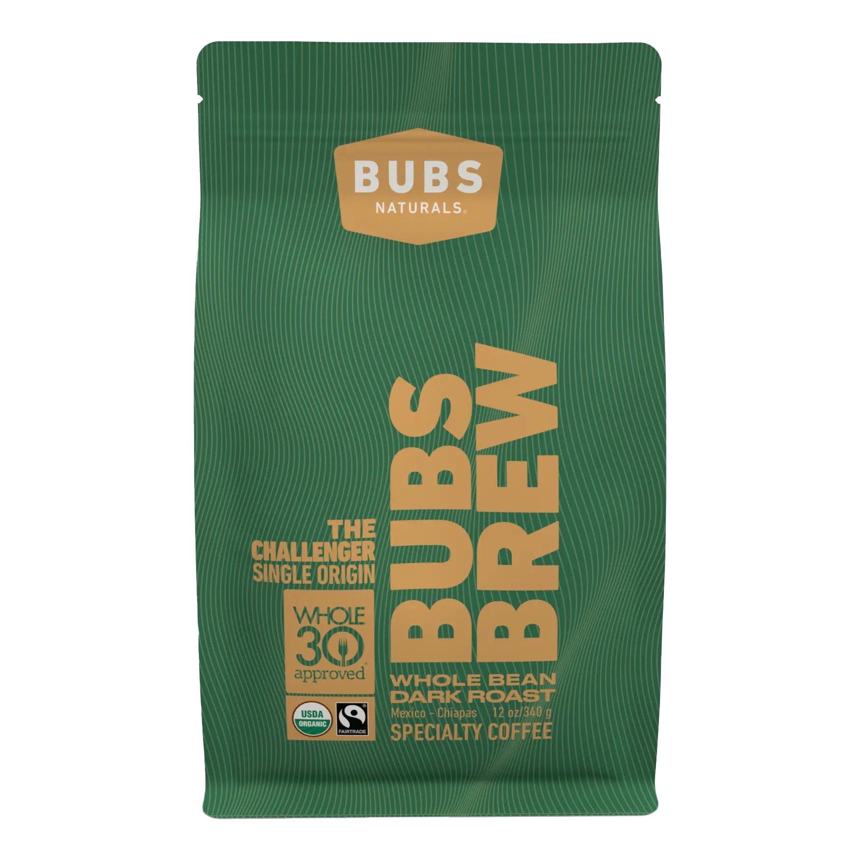 BUBS Brew Challenger Specialty Coffee, Dark Roast Whole Bean, Front