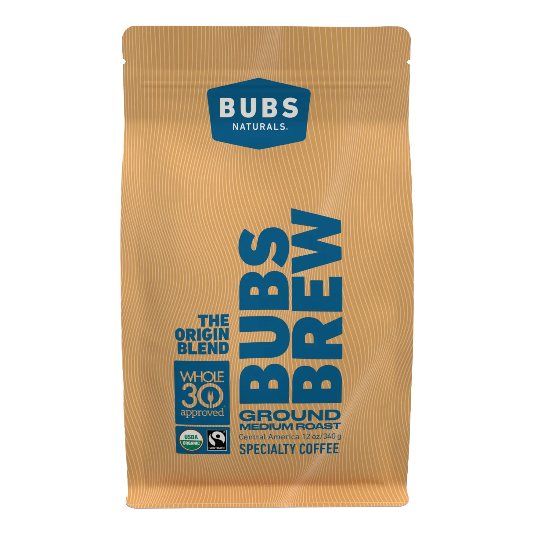 BUBS Brew Origin Specialty Coffee, Medium Roast Ground, Front