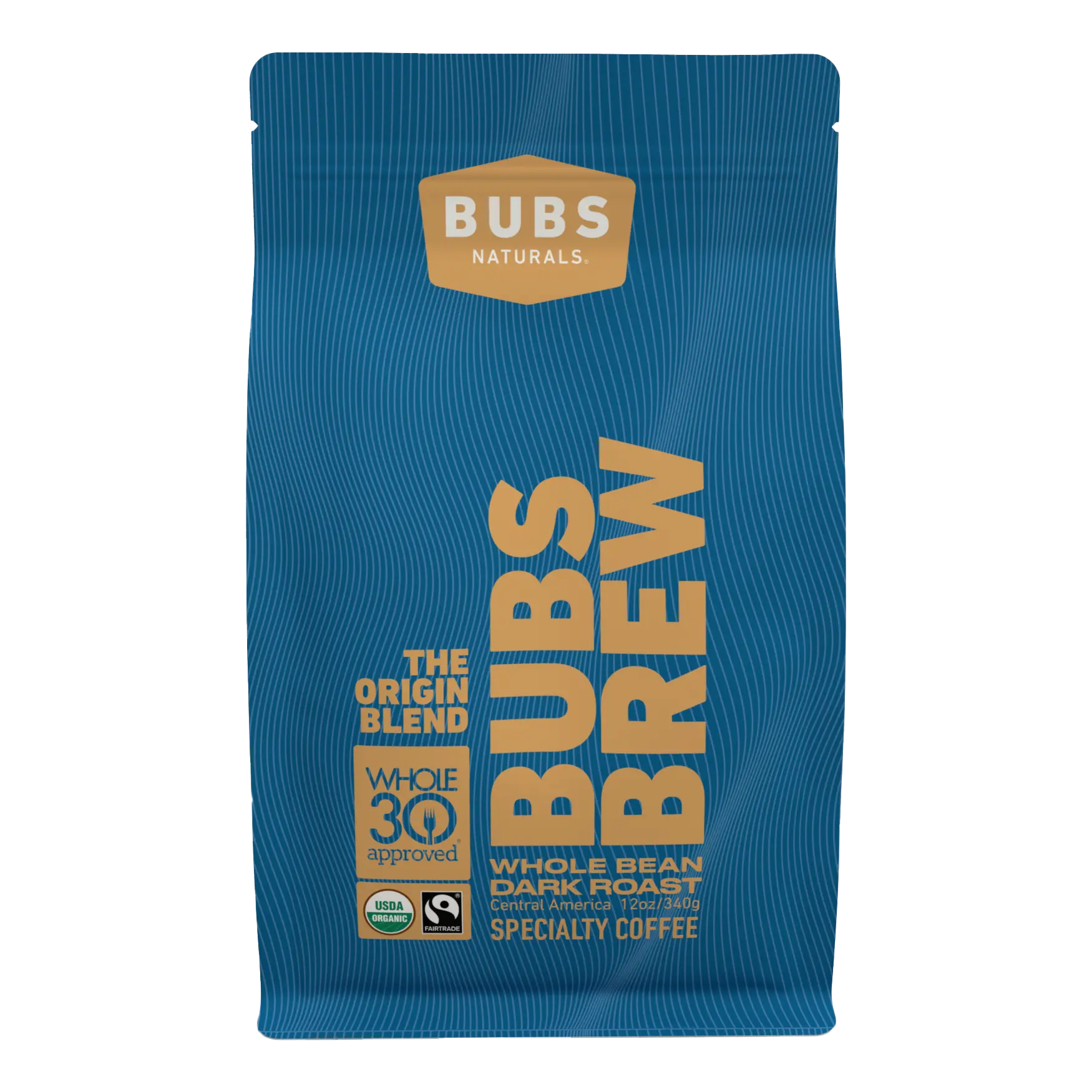 BUBS Brew Origin Specialty Coffee, Whole Bean Dark Roast, Front