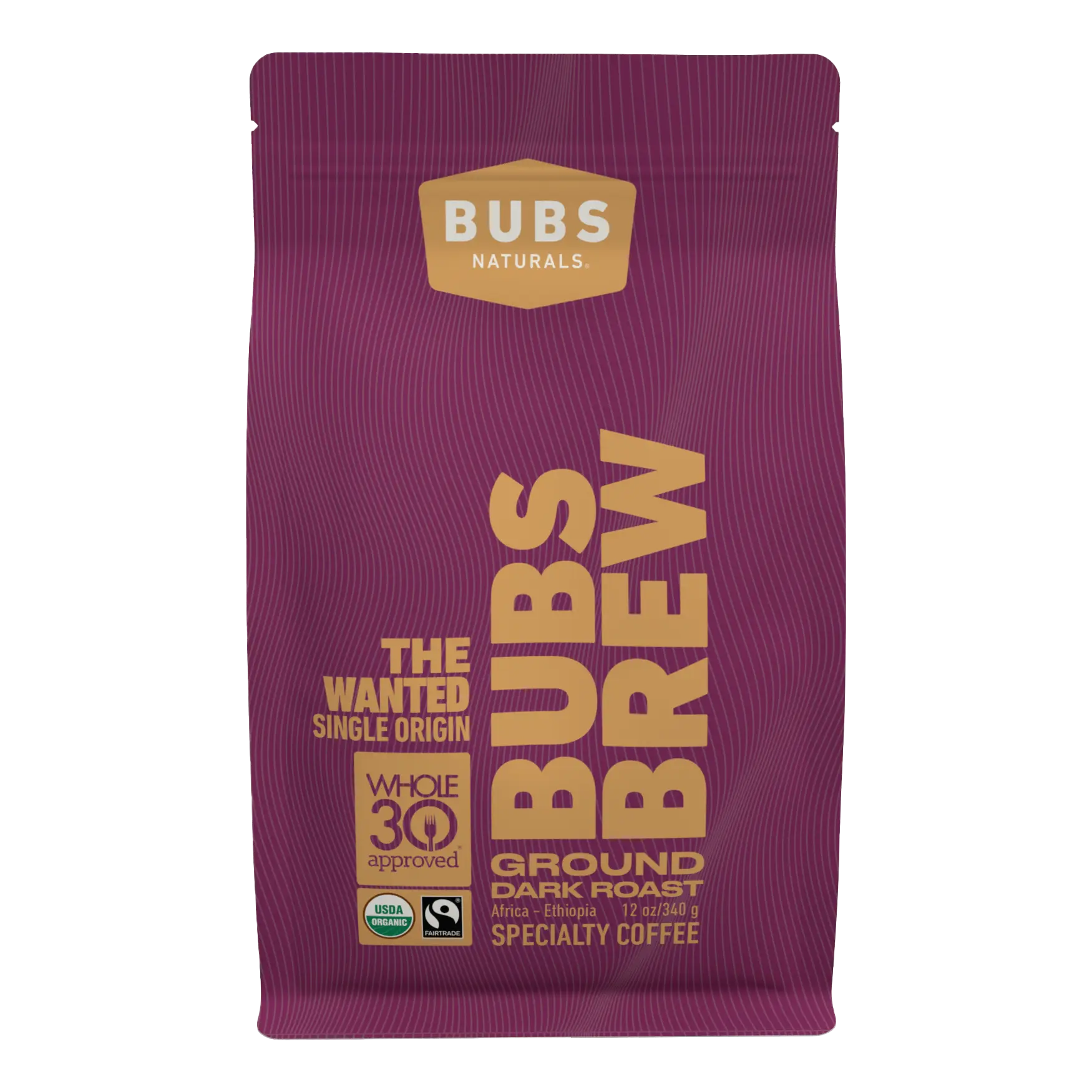 BUBS Brew Wanted Specialty Coffee, Dark Roast Ground, Front