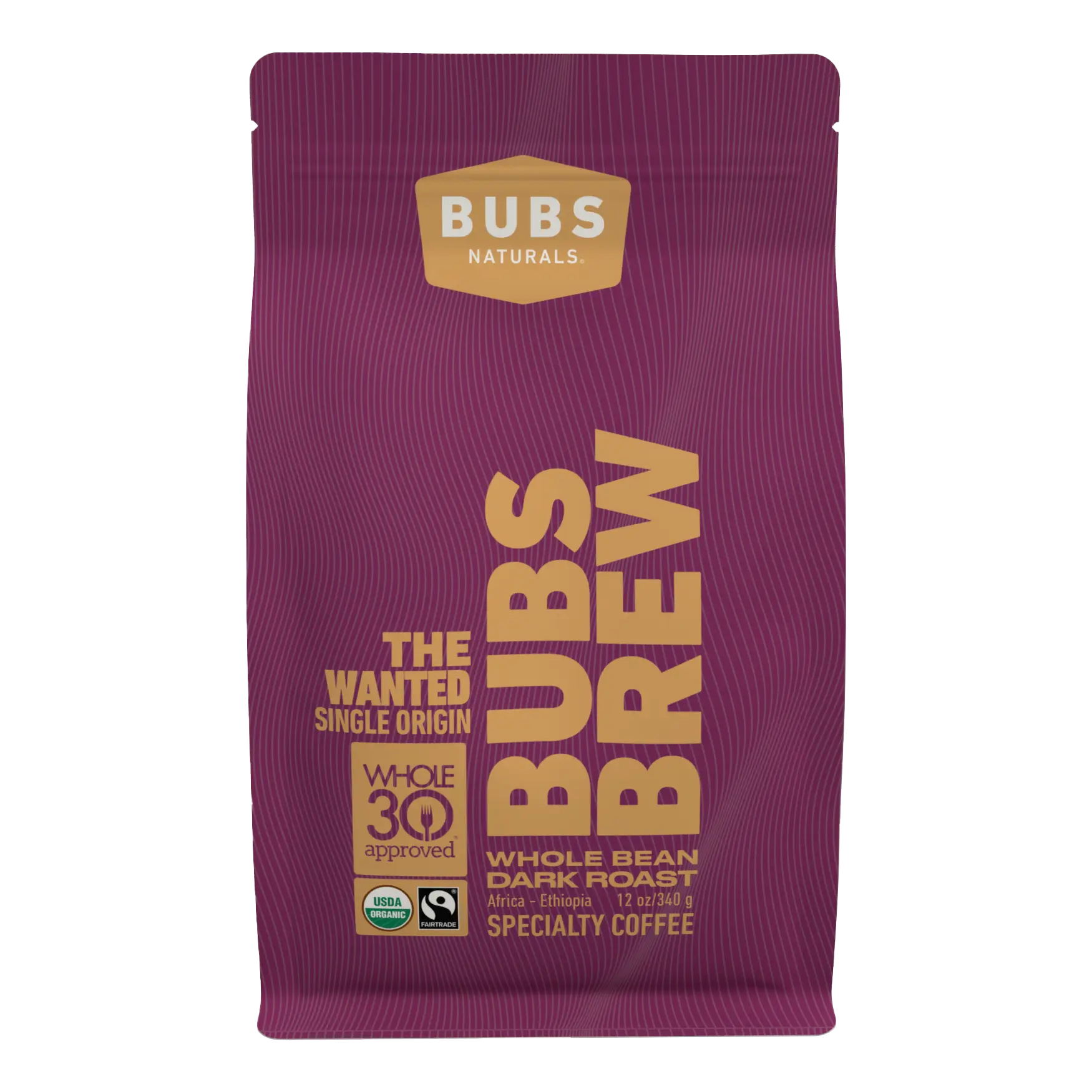 BUBS Brew Wanted Specialty Coffee, Dark Roast Whole Bean, Front