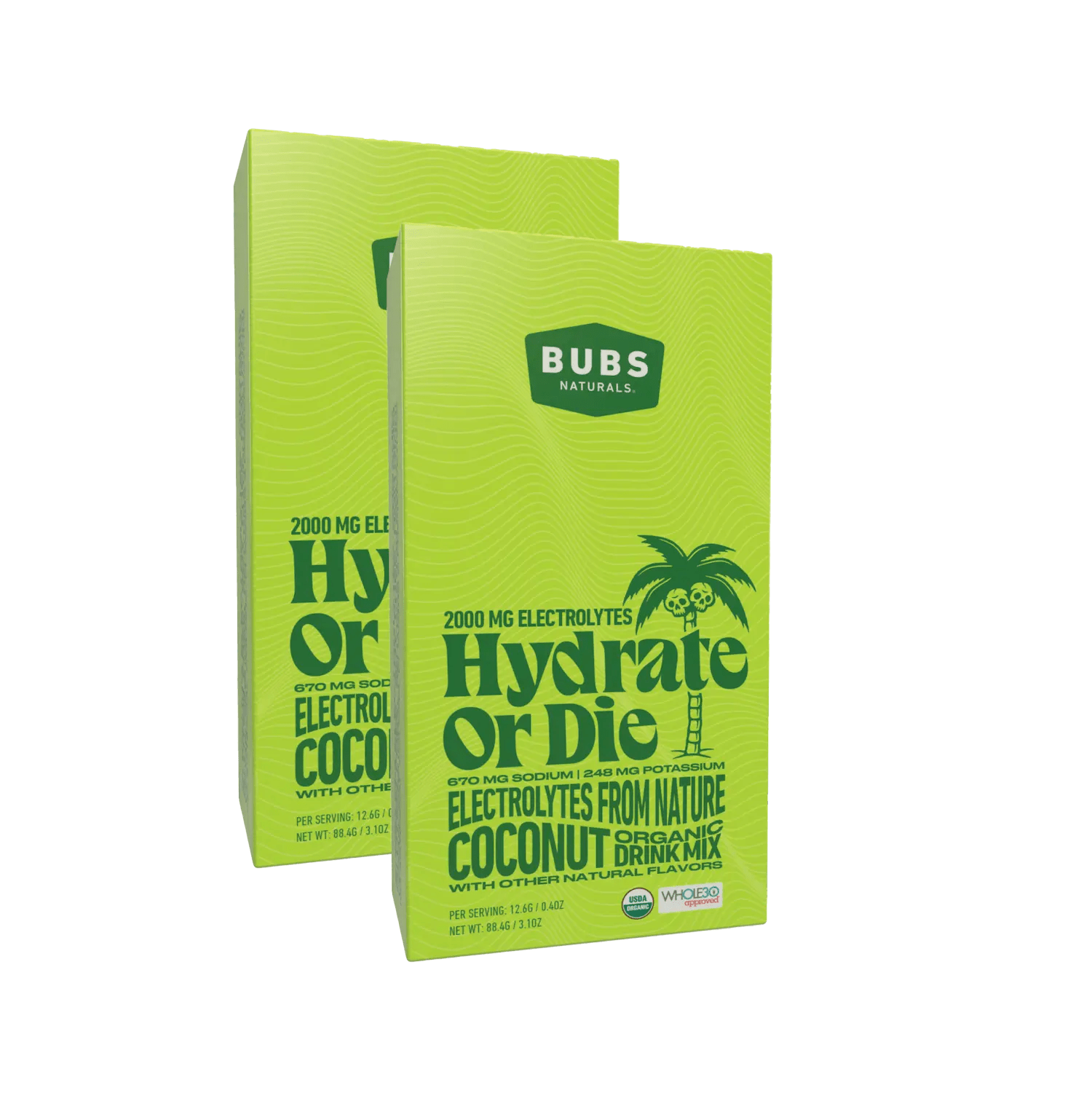 BUBS Naturals Hydrate or Die Electrolyte Cartons, coconut, bundle of 2