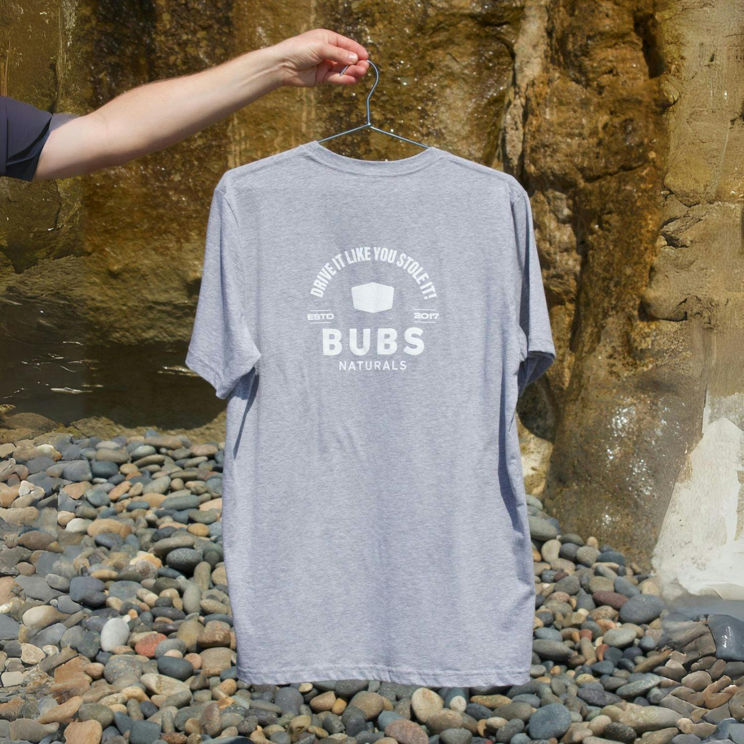 BUBS Naturals Heather Gray Core Shirt, Back Outside