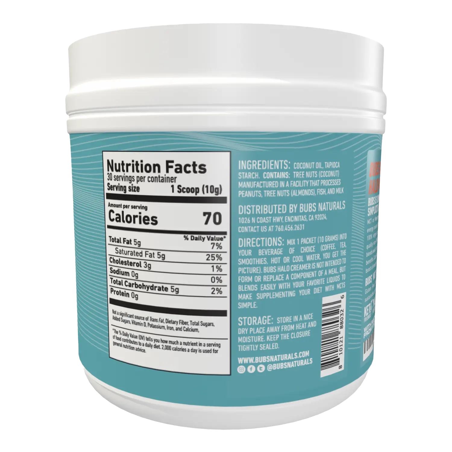 BUBS Naturals Essential Bundle - MCT Oil Powder Halo Creamer Label