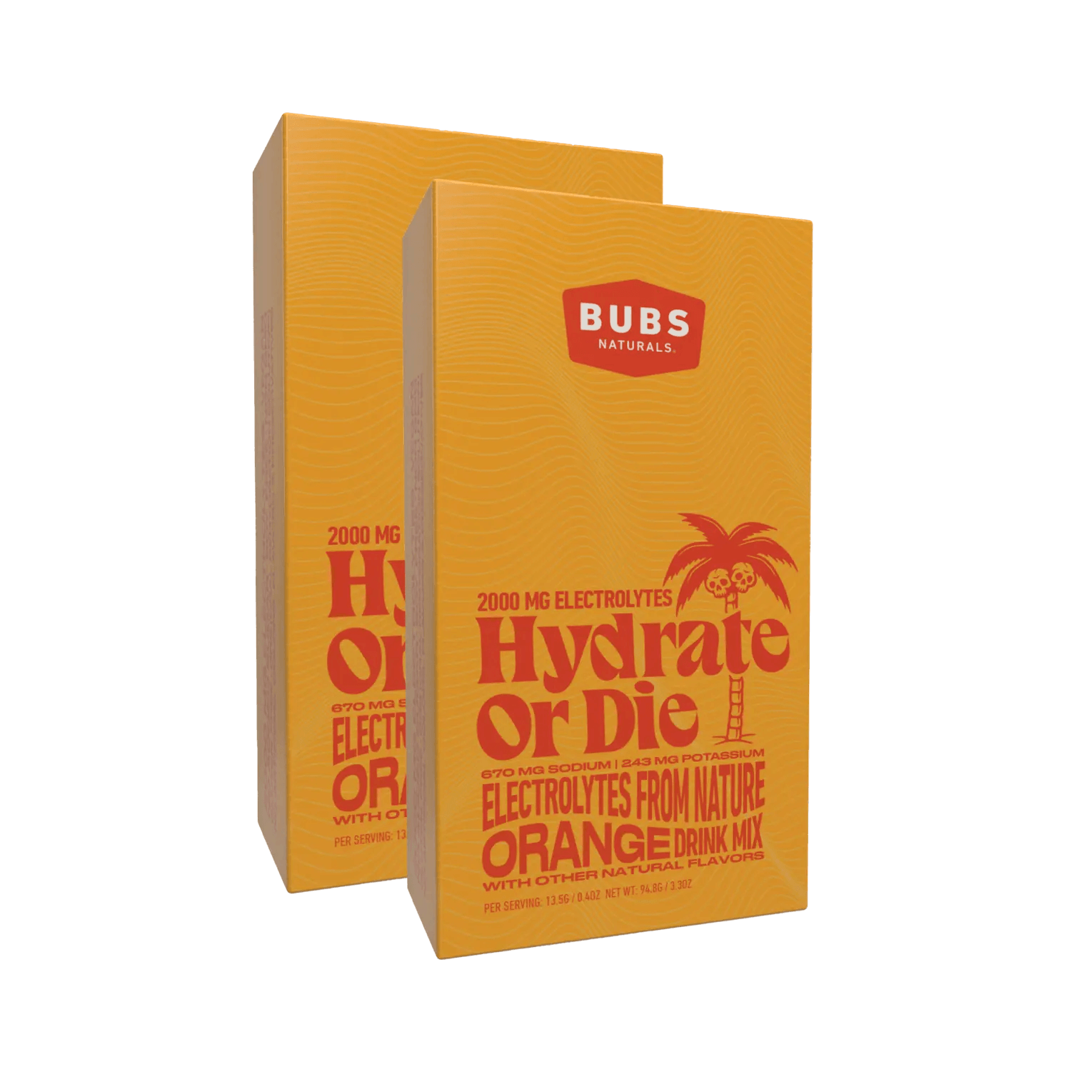 BUBS Naturals Hydrate or Die Electrolyte Cartons, orange, bundle of 2