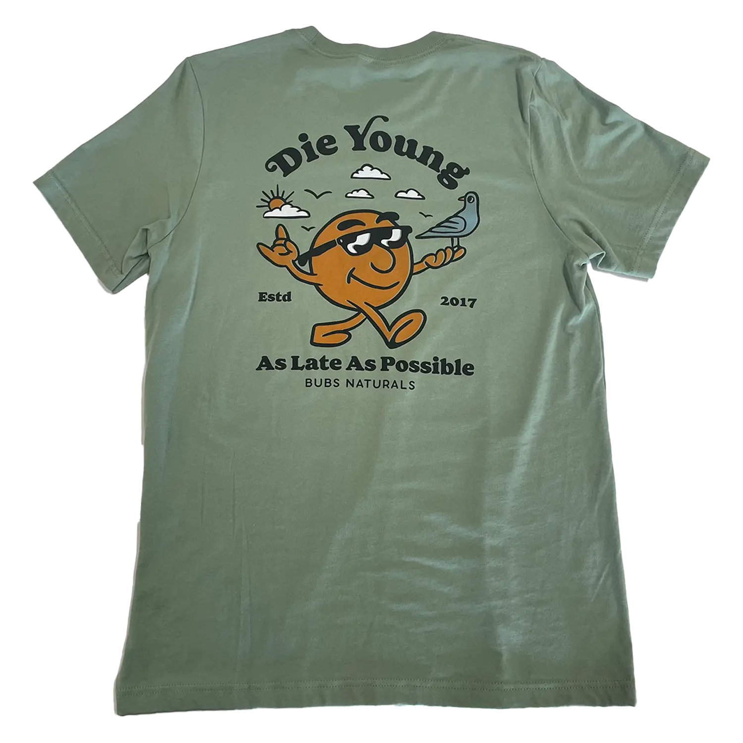 BUBS Naturals Die Young Sage T-Shirt, Back