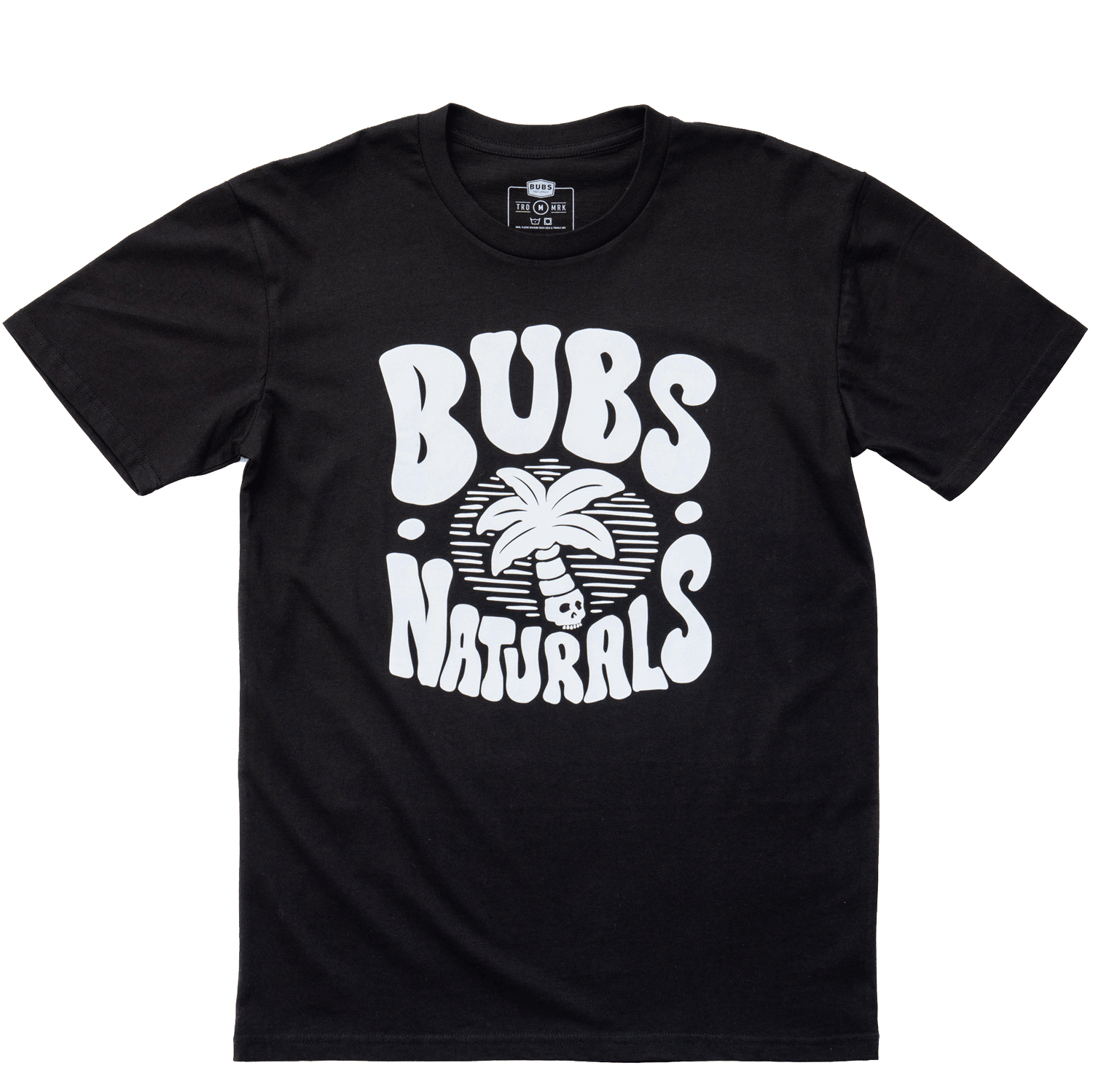 BUBS Naturals Black Skull Palm T-Shirt, Front