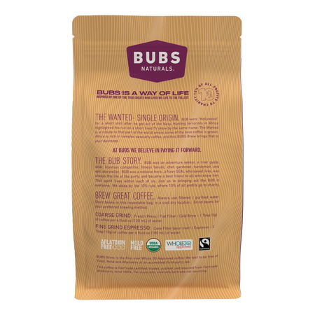 BUBS Brew Wanted Specialty Coffee, Medium Roast, Back