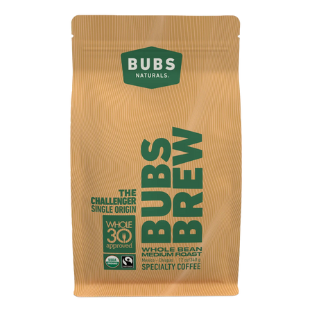 BUBS Brew Challenger Specialty Coffee, Medium Roast Whole Bean, Front