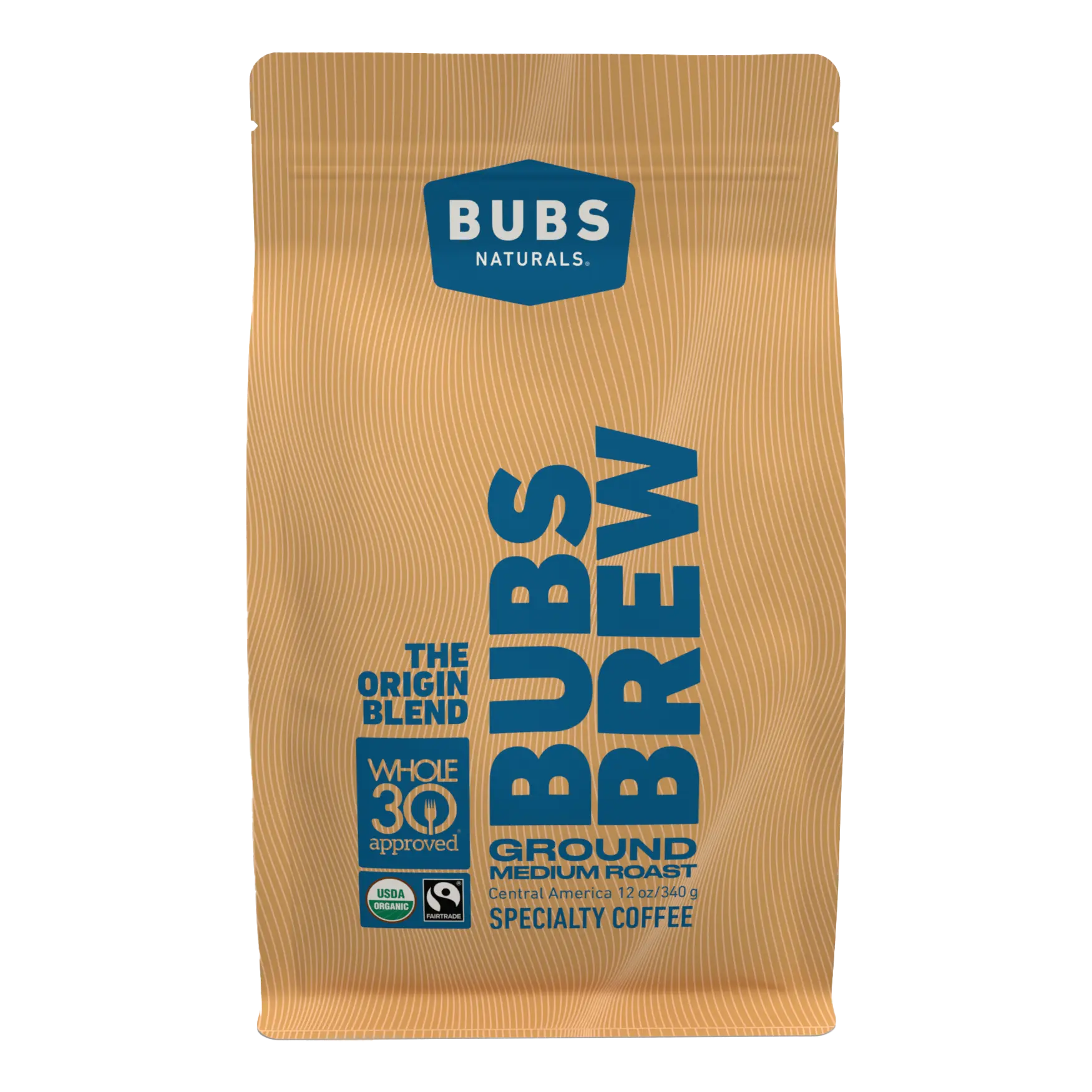 BUBS BREW Origin Blend Specialty Coffee, Medium Roast Ground, Front