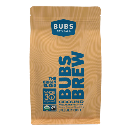 BUBS BREW Origin Blend Specialty Coffee, Medium Roast Ground, Front