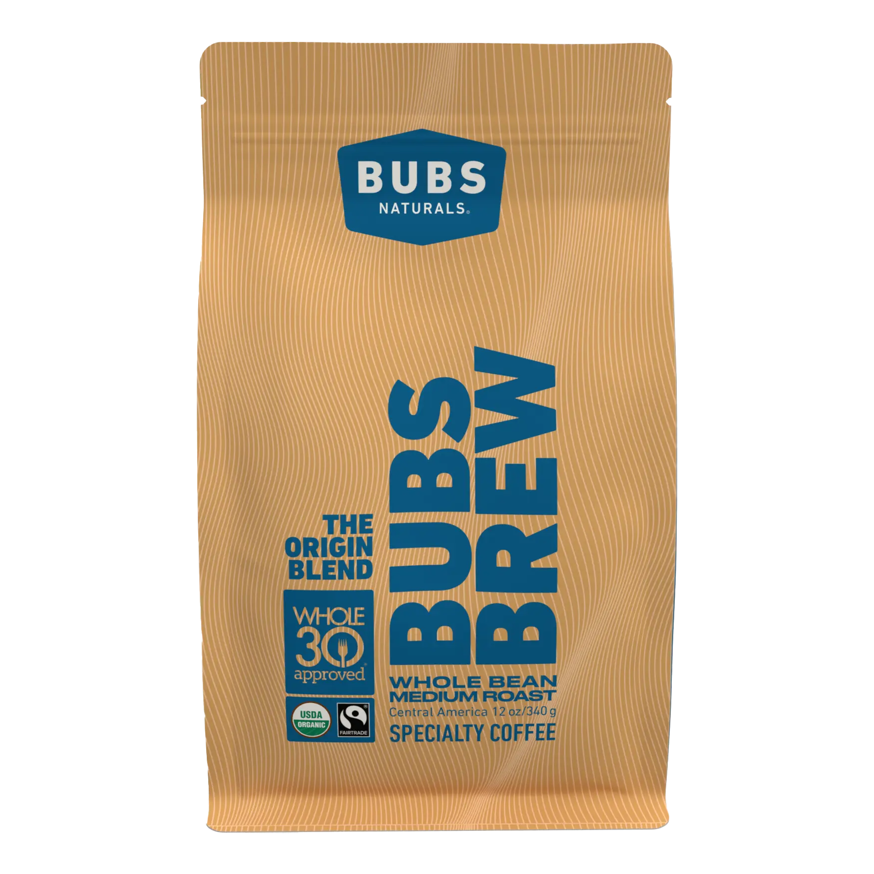 BUBS BREW Origin Blend Specialty Coffee, Medium Roast Whole Bean, Front