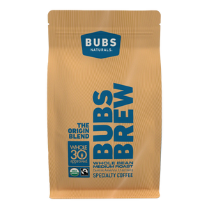 BUBS BREW Origin Blend Specialty Coffee, Medium Roast Whole Bean, Front